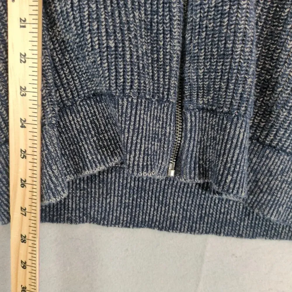 Banana‎ Republic Full Zip Knit Navy Sweater Men's L Mock Neck Herringbone Casual